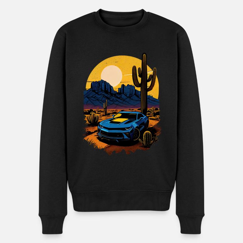 Muscle Car dans le désert - Pull Premium bio Homme - noir