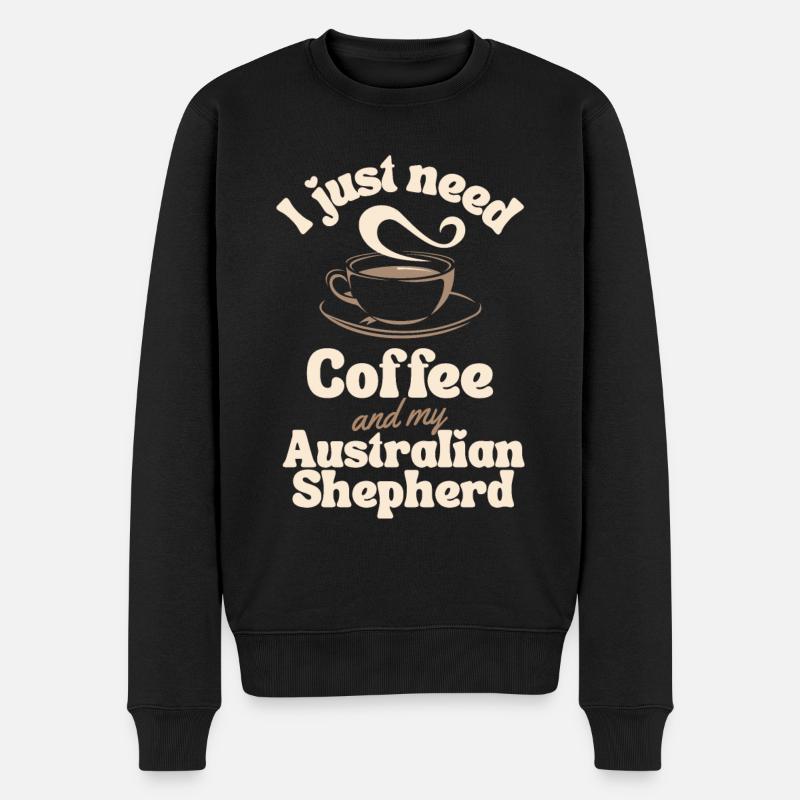 Coffee Australian-shepherd lover - Men's Premium Organic Jumper - black