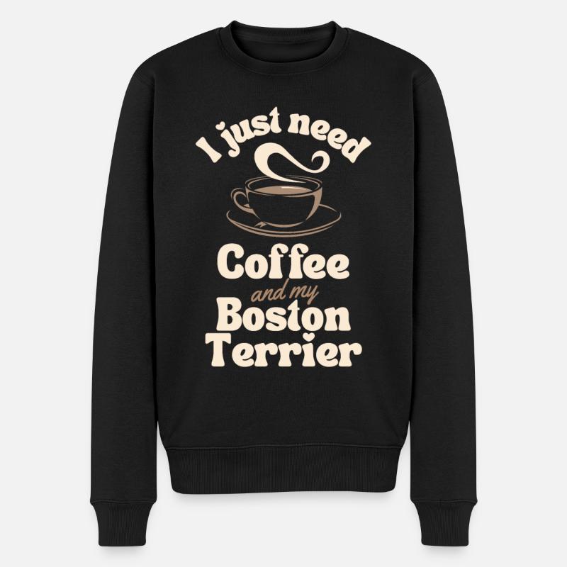 Kaffee Boston-Terrier Liebhaber - Männer Premium Bio Pullover - Schwarz
