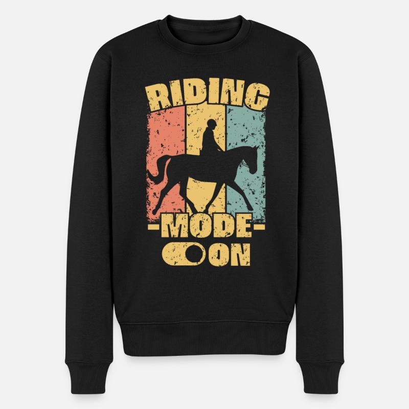 Reiten Retro - Männer Premium Bio Pullover - Schwarz