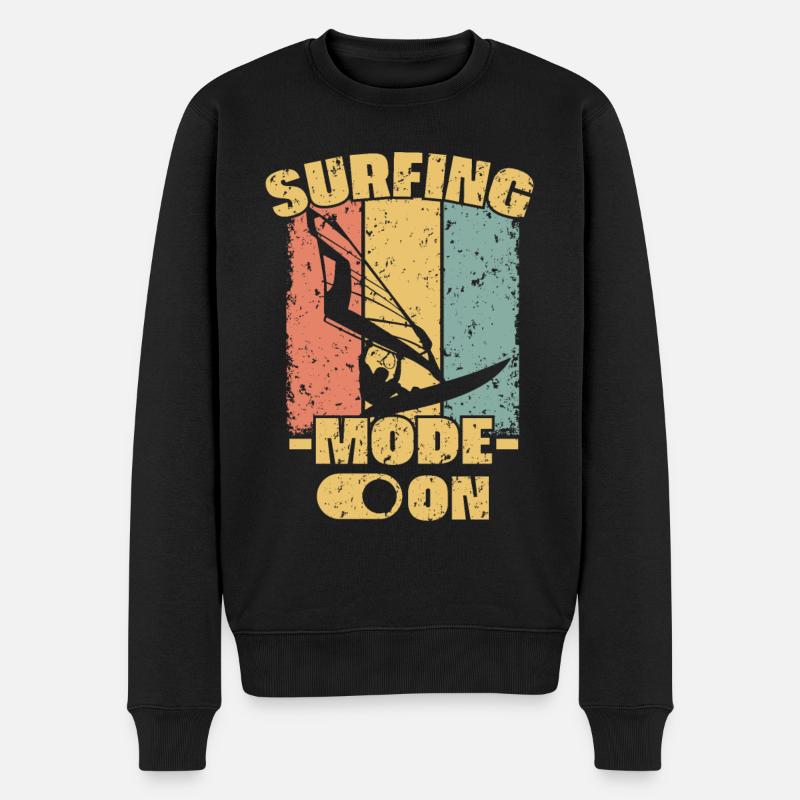 Windsurfen retro - Männer Premium Bio Pullover - Schwarz