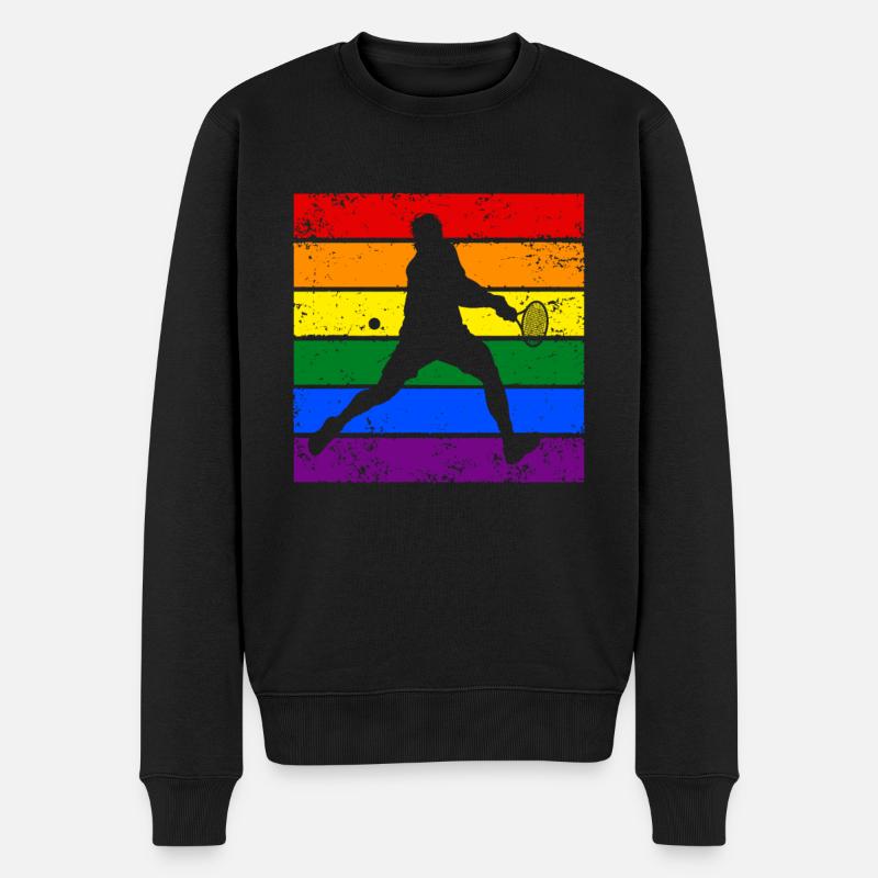 Tennis LGBTQ - Männer Premium Bio Pullover - Schwarz