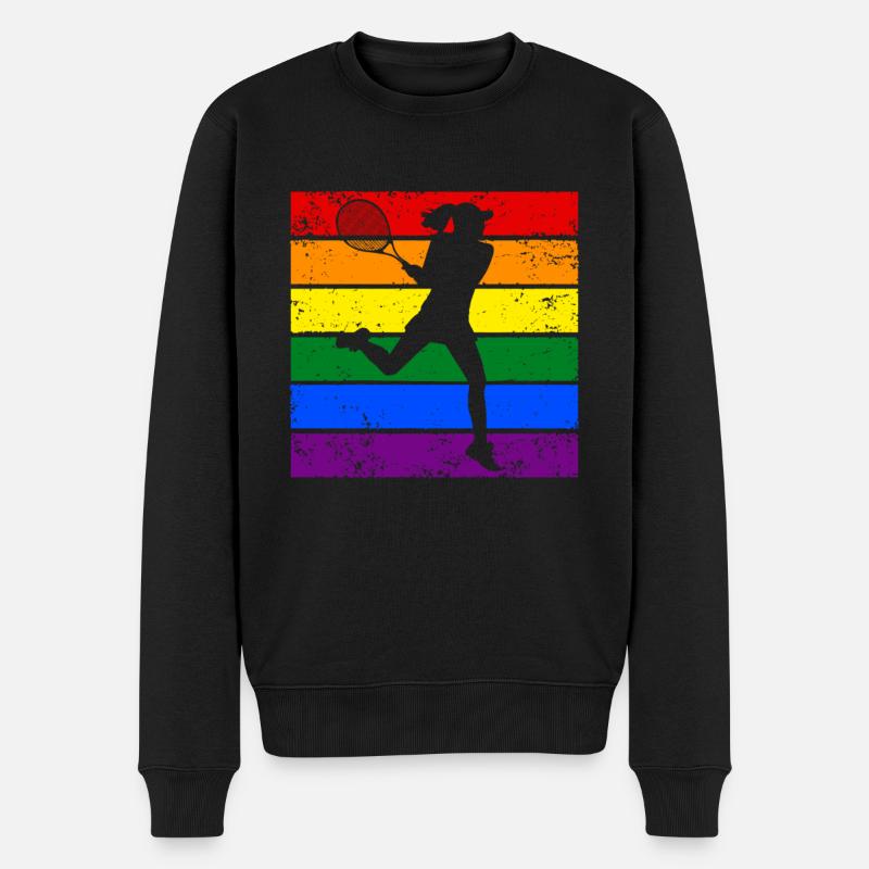 Frauen Tennis LGBTQ - Männer Premium Bio Pullover - Schwarz