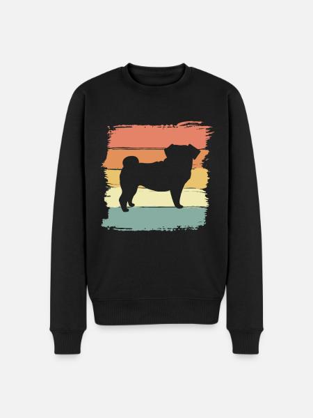 Mops retro - Männer Premium Bio Pullover - Schwarz
