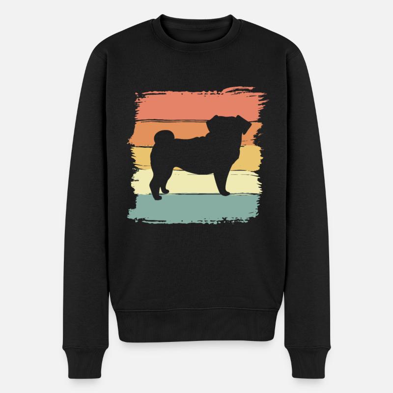 Pug retro - Men's Premium Organic Jumper - black