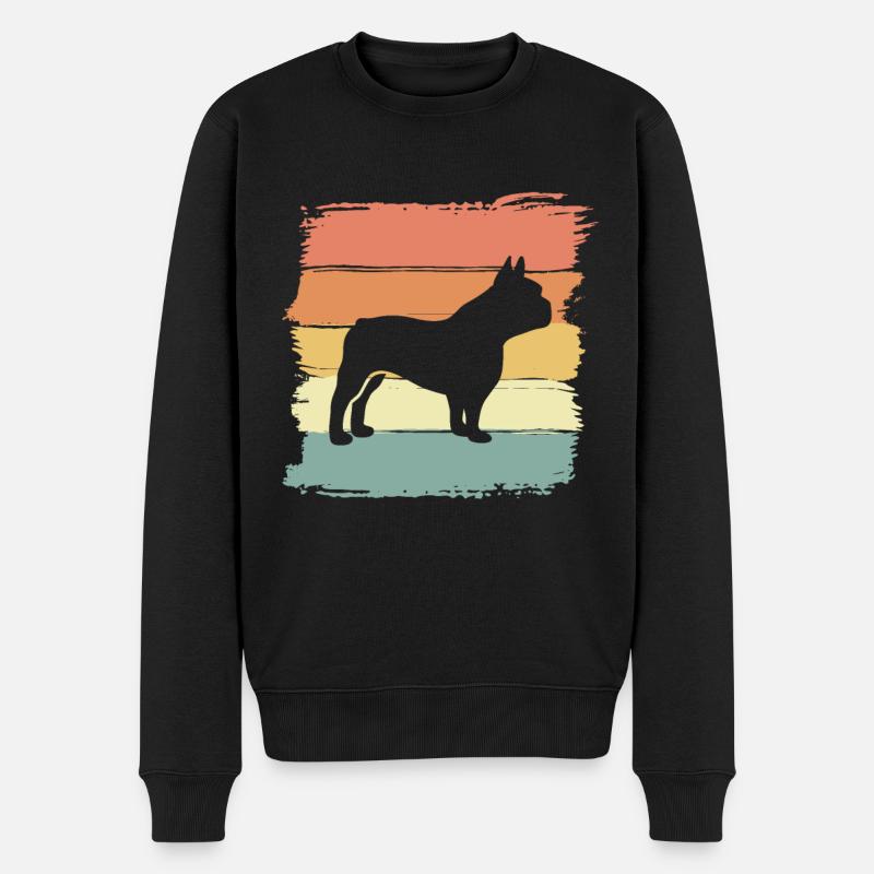 Französische Bulldogge Retro - Männer Premium Bio Pullover - Schwarz