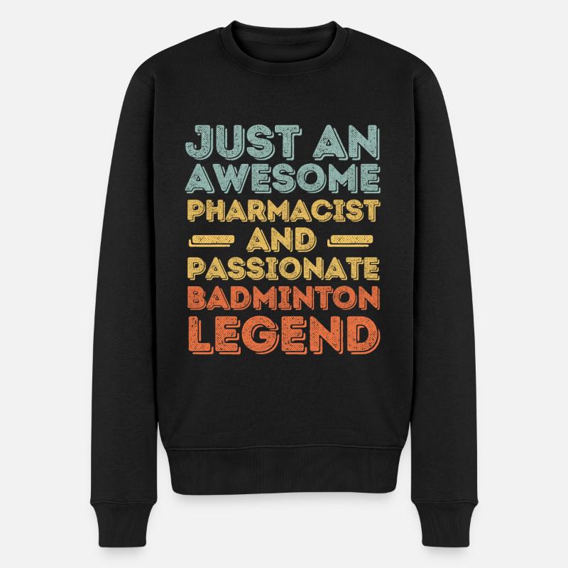 Pharmacien Badminton légende rétro - Pull Premium bio Homme - noir