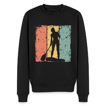 Damen Paddleboard retro - Männer Premium Bio Pullover - Schwarz - Vorne - Nico (187cm)