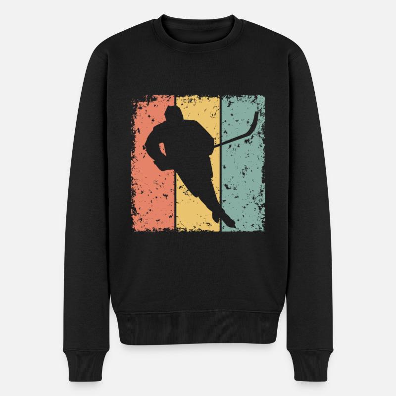 Eishockey Retro - Männer Premium Bio Pullover - Schwarz