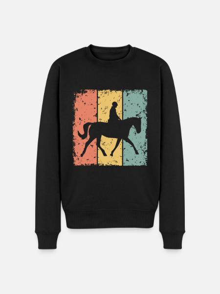 Reiten Retro - Männer Premium Bio Pullover - Schwarz