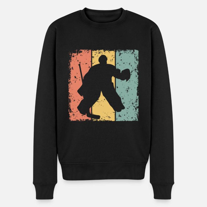 Eishockey Torwart retro - Männer Premium Bio Pullover - Schwarz