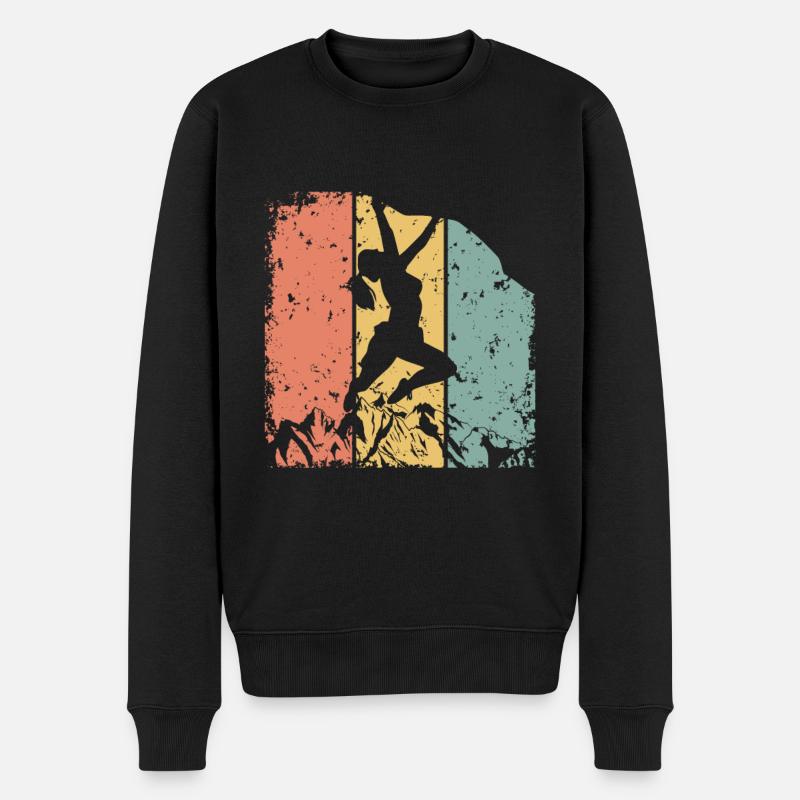 Frauen Klettern retro - Männer Premium Bio Pullover - Schwarz