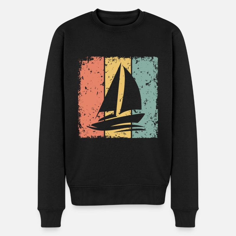 Segeln Retro - Männer Premium Bio Pullover - Schwarz
