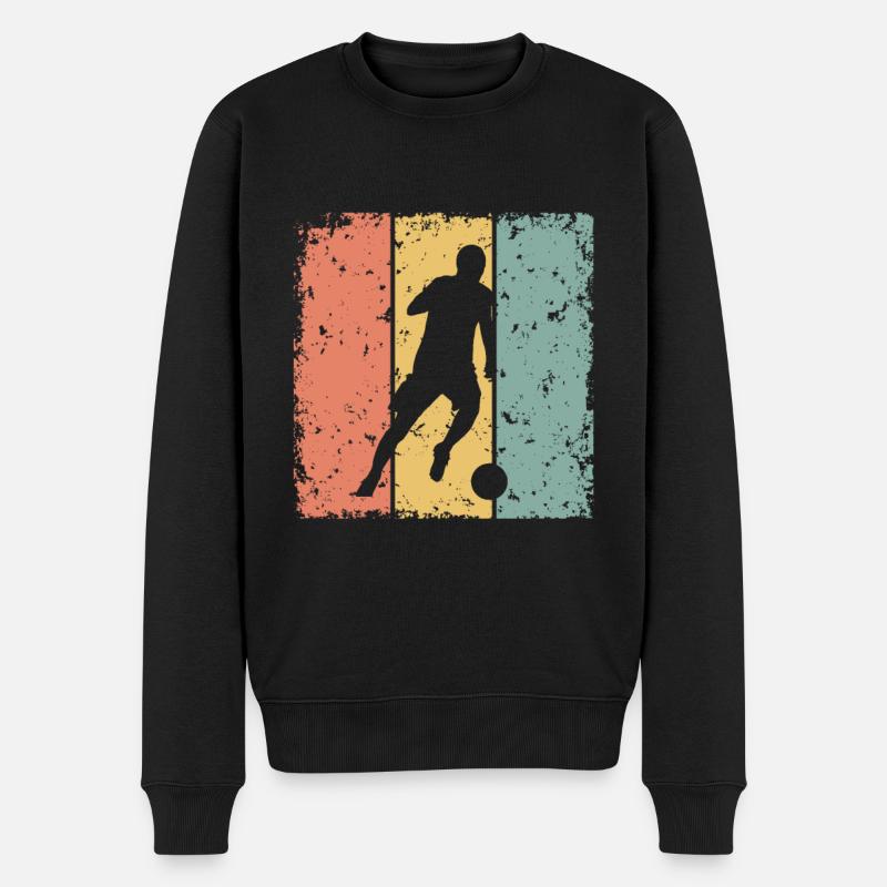 Fußball-Retro - Männer Premium Bio Pullover - Schwarz