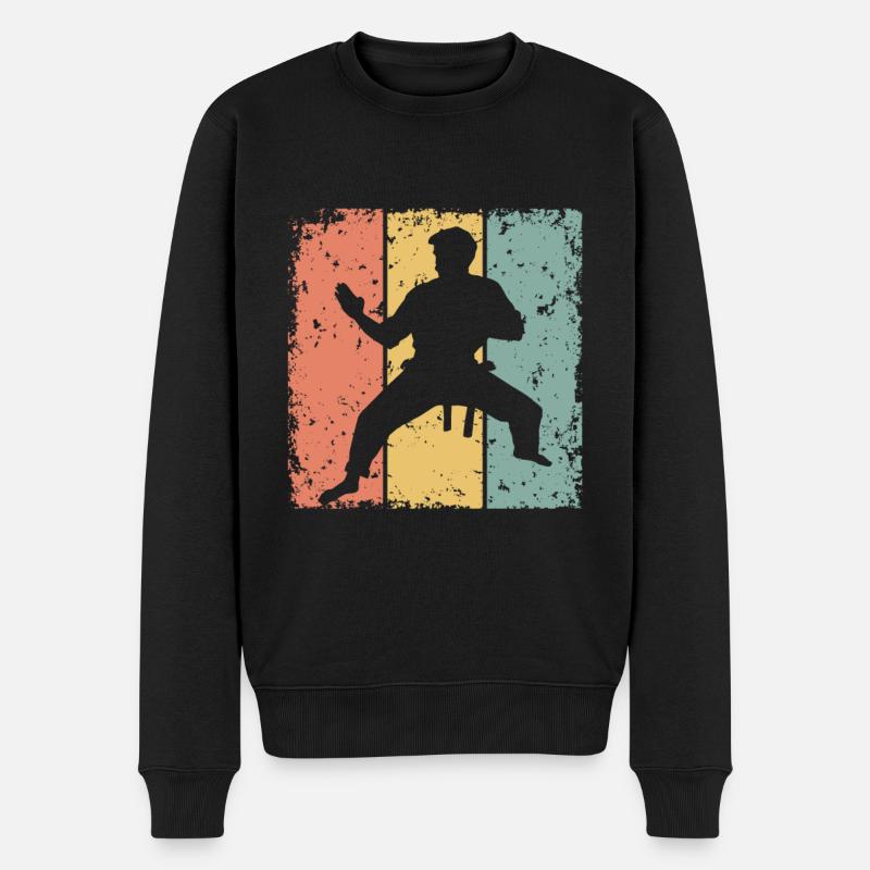 Karate Retro - Männer Premium Bio Pullover - Schwarz