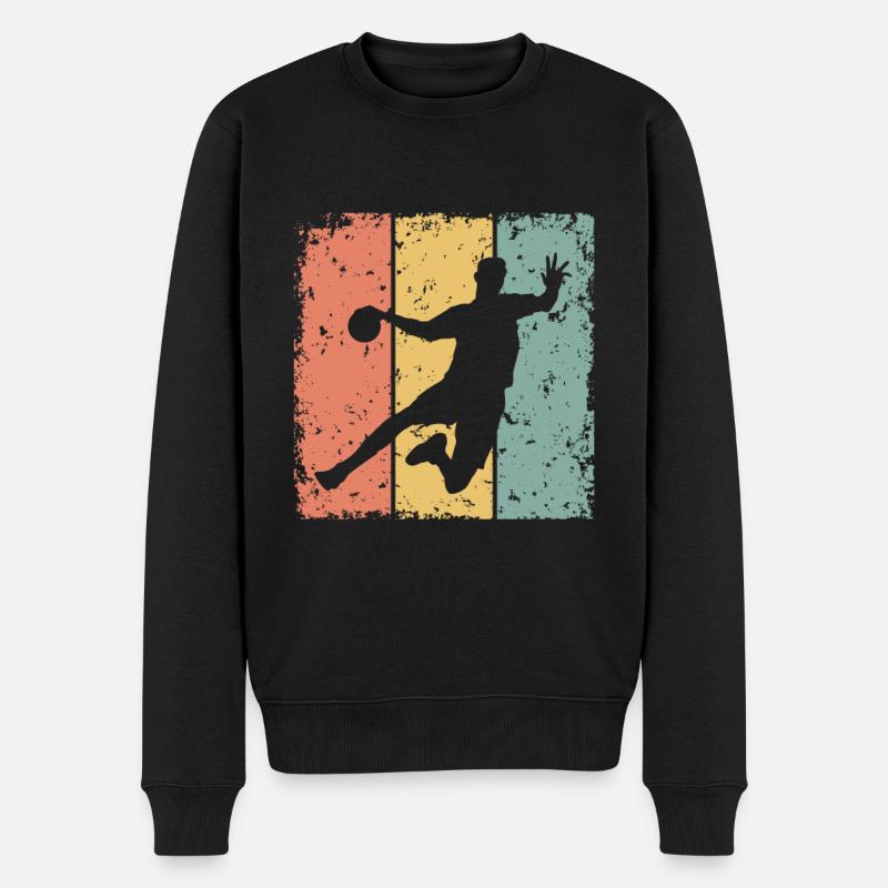 Handball retro - Männer Premium Bio Pullover - Schwarz