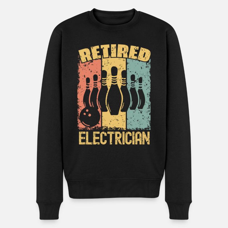 Bowling-Elektriker im Ruhestand - Männer Premium Bio Pullover - Schwarz