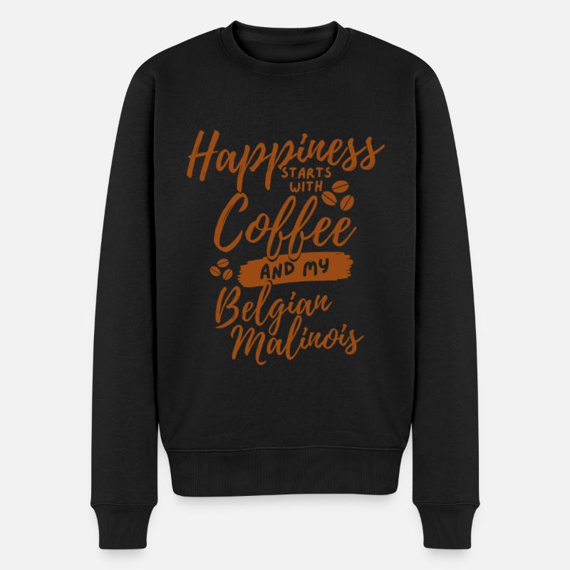 Kaffee Malinois Liebhaber - Männer Premium Bio Pullover - Schwarz