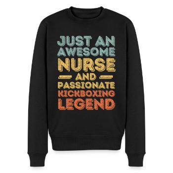 Krankenschwester Kickbox-Legende retro - Männer Premium Bio Pullover - Schwarz - Vorne - Nico (187cm)