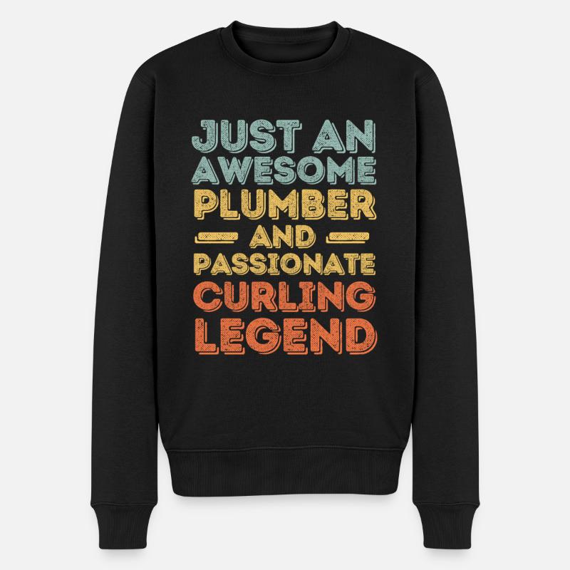 Plombier Curling légende rétro - Pull Premium bio Homme - noir