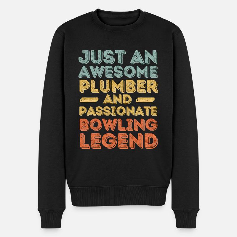 Plombier Bowling légende rétro - Pull Premium bio Homme - noir