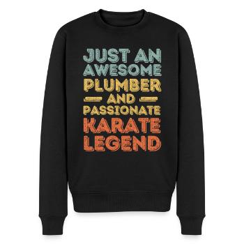 Plombier Karaté légende rétro - Pull Premium bio Homme - noir - Devant - Nico (187cm)