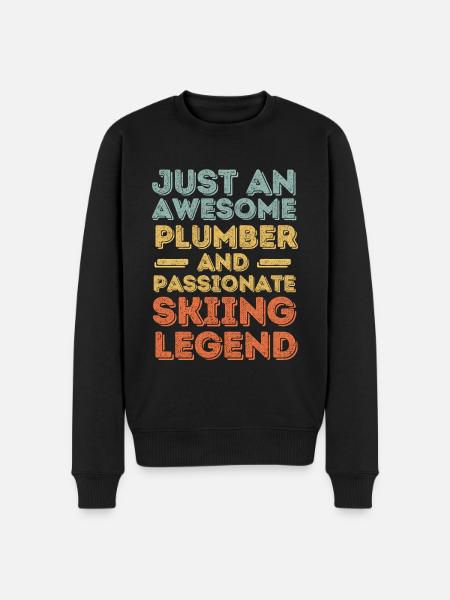 Plumber Skiing legend retro - Men's Premium Organic Jumper - black