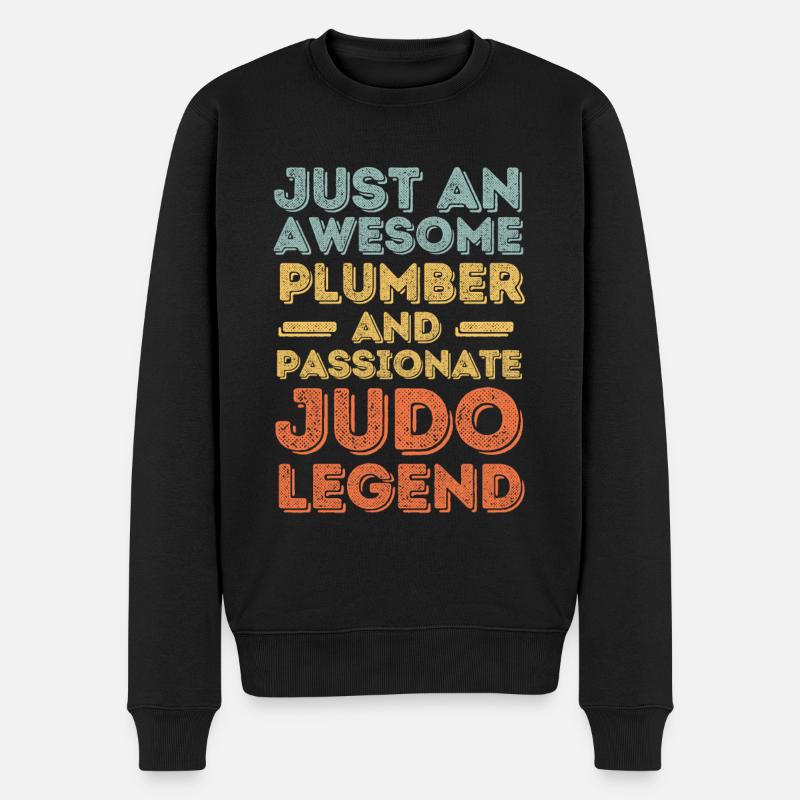 Klempner Judo-Legende Retro - Männer Premium Bio Pullover - Schwarz