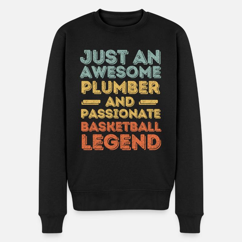 Plombier Légende du basketball rétro - Pull Premium bio Homme - noir