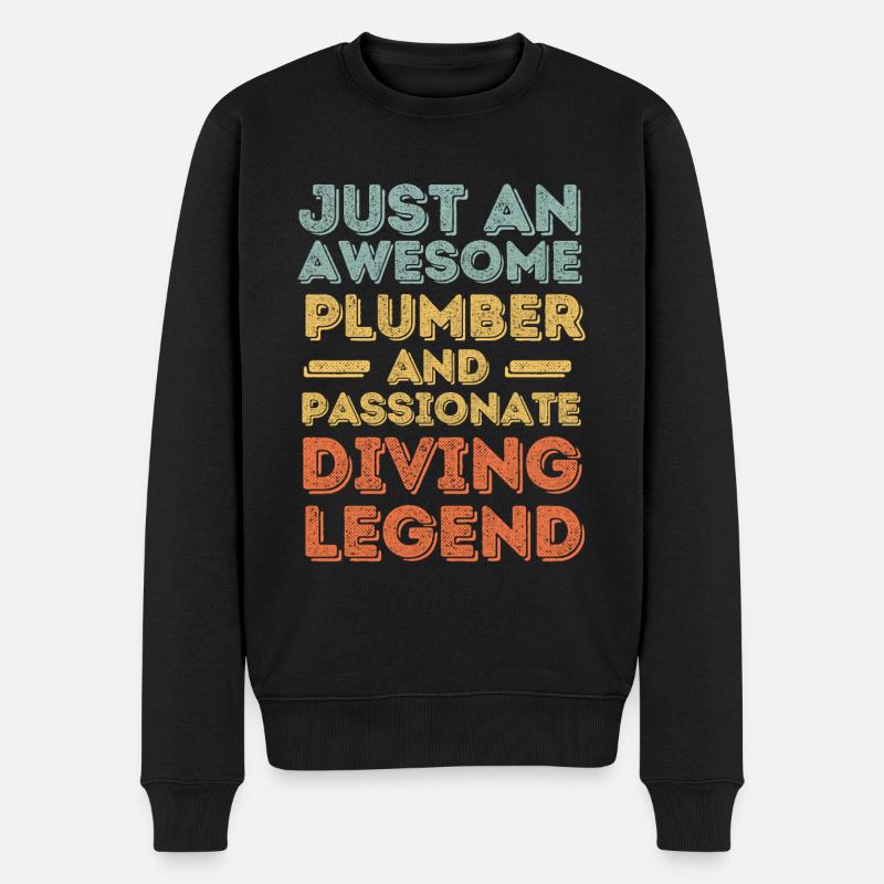 Klempner Tauchlegende retro - Männer Premium Bio Pullover - Schwarz