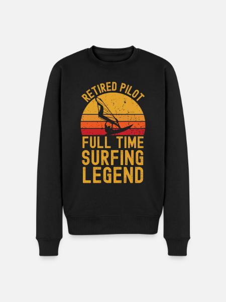 Retired pilot windsurfing legend - Men's Premium Organic Jumper - black