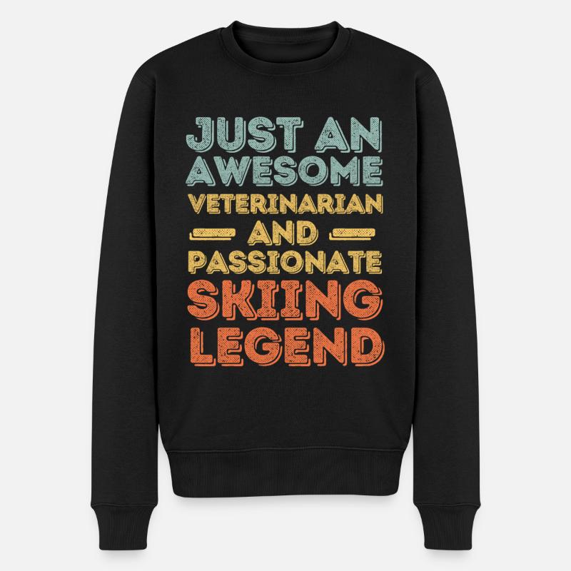 Vétérinaire Légende du ski rétro - Pull Premium bio Homme - noir