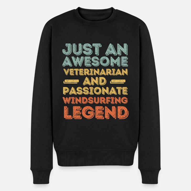Tierarzt Windsurfen Legende retro - Männer Premium Bio Pullover - Schwarz