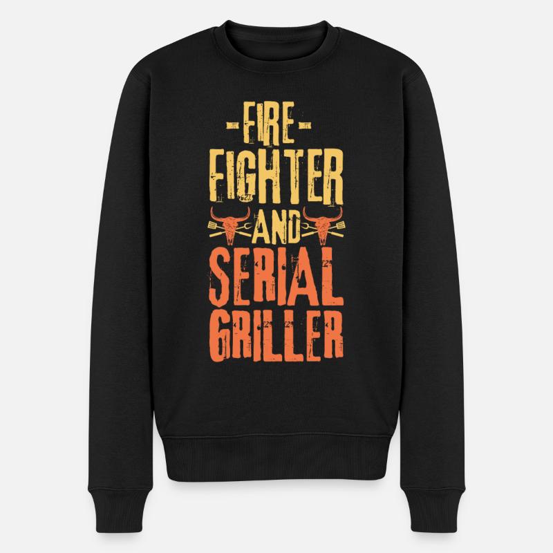 Pompier et Serial Griller - Pull Premium bio Homme - noir