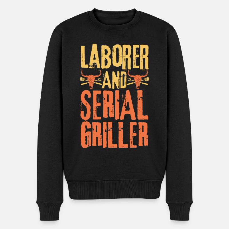 Arbeiter und Seriengriller - Männer Premium Bio Pullover - Schwarz