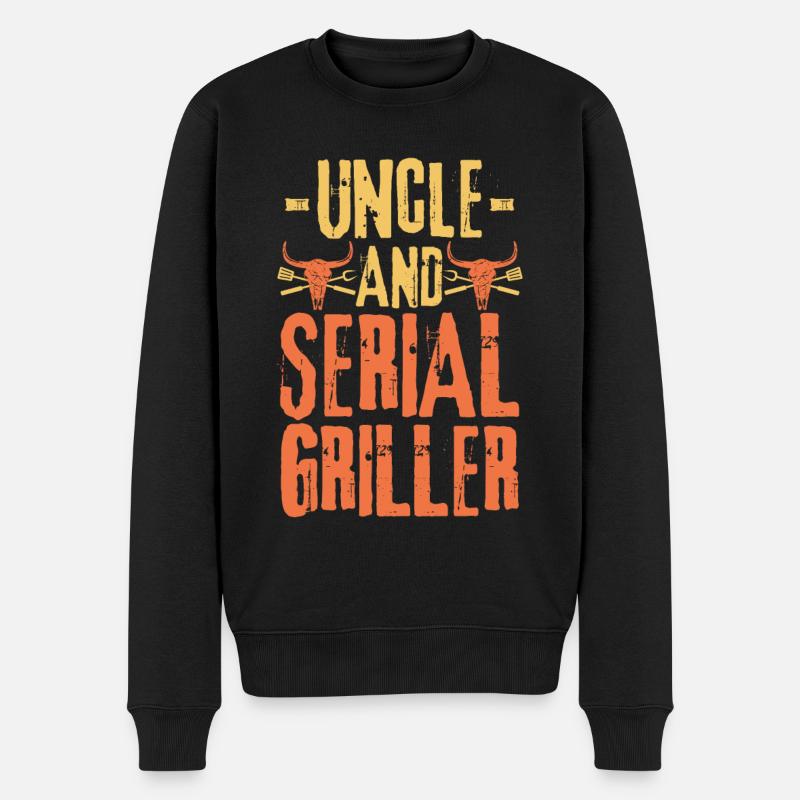Onkel und Seriengriller - Männer Premium Bio Pullover - Schwarz