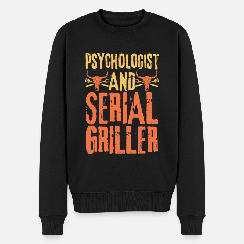 Psychologe und Seriengriller - Männer Premium Bio Pullover - Schwarz