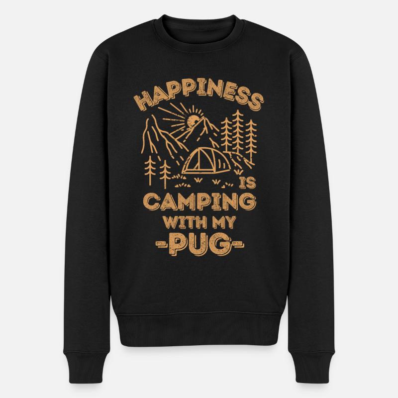 Camping mit Mops - Männer Premium Bio Pullover - Schwarz