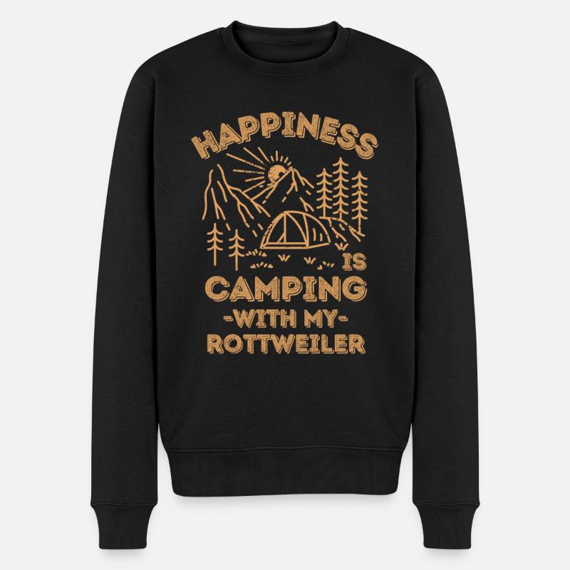 Camping mit Rottweiler - Männer Premium Bio Pullover - Schwarz