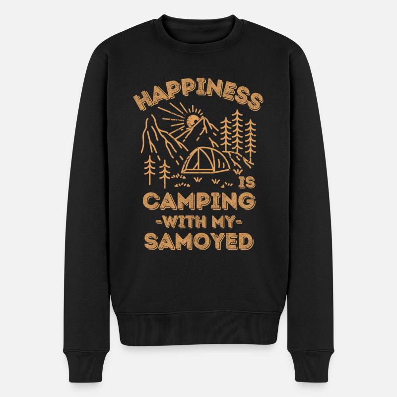 Camping mit Samojeden - Männer Premium Bio Pullover - Schwarz