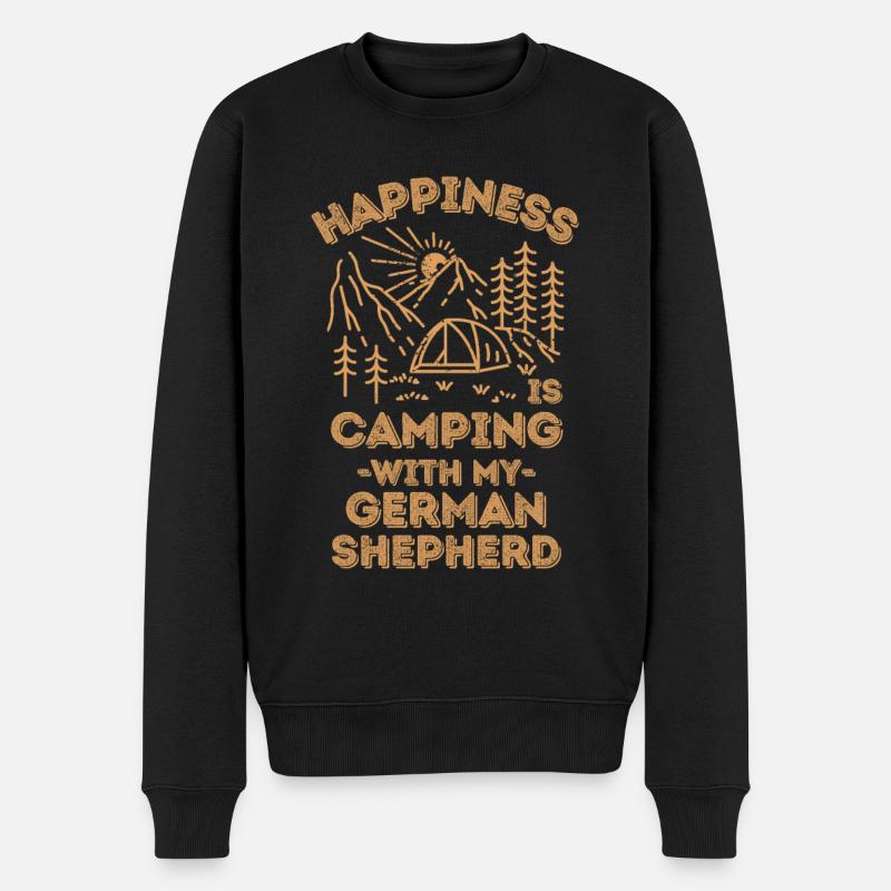 Camping mit Deutschem Schäferhund - Männer Premium Bio Pullover - Schwarz