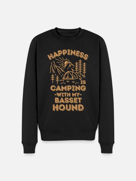 Camping with basset-hound - Men's Premium Organic Jumper - black