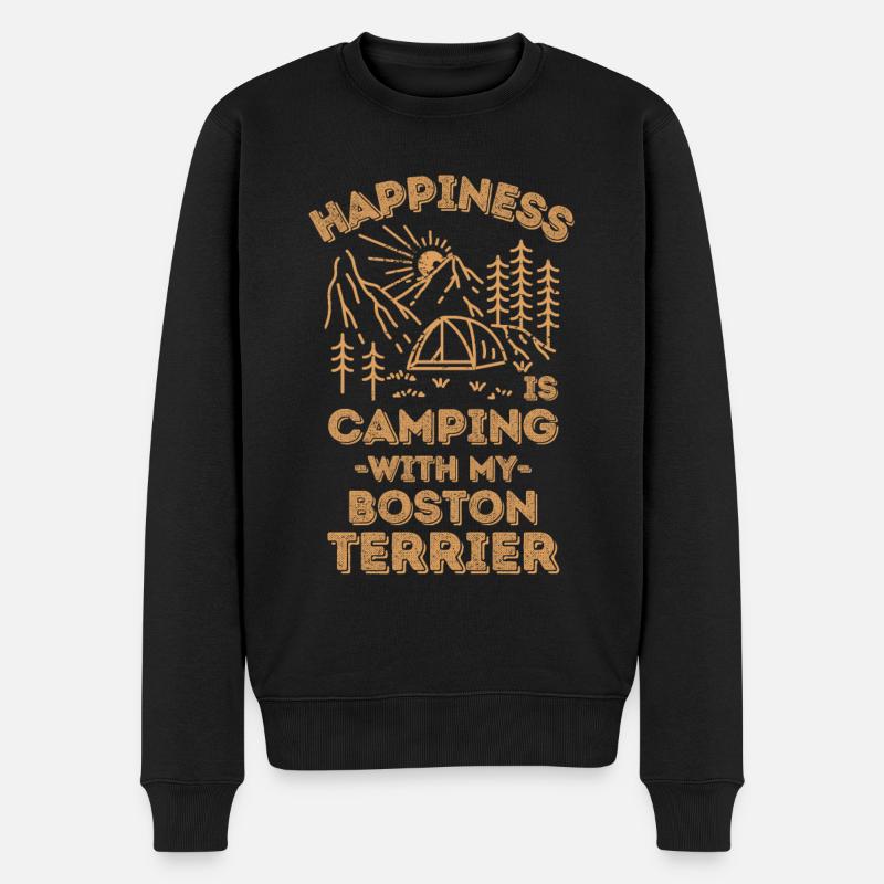 Camping mit Boston-Terrier - Männer Premium Bio Pullover - Schwarz