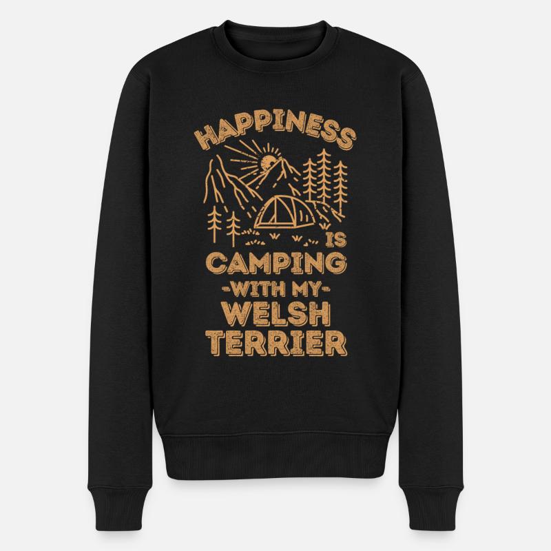 Camping mit Welsh-Terrier - Männer Premium Bio Pullover - Schwarz