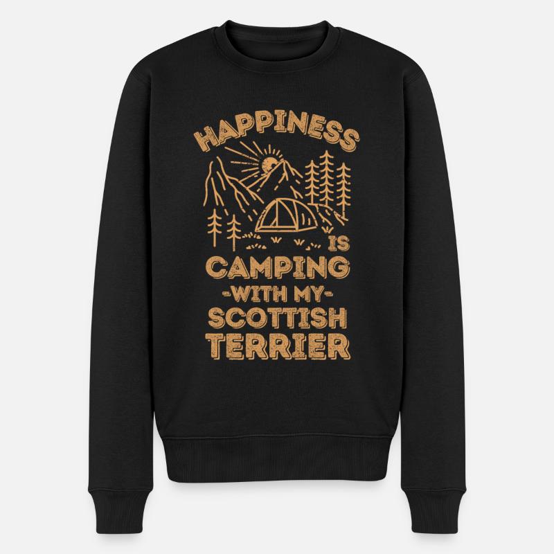 Camping mit schottischem Terrier - Männer Premium Bio Pullover - Schwarz