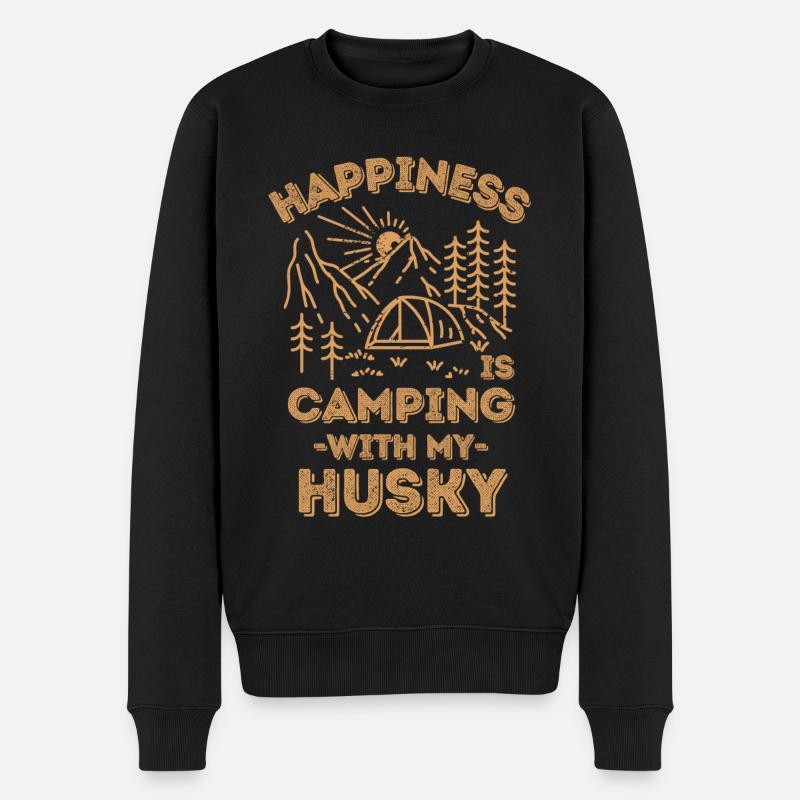 Camping avec husky - Pull Premium bio Homme - noir