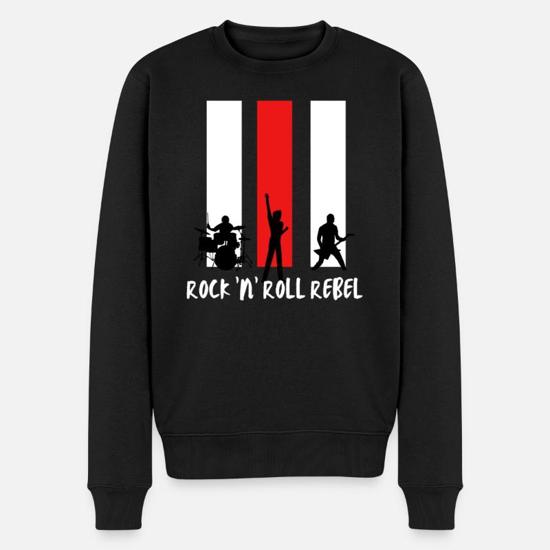 Rock n Roll Rebell - Männer Premium Bio Pullover - Schwarz