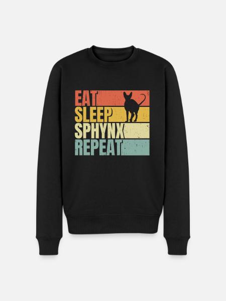 Spis søvn Sphynx-cat gentag - Økologisk premium-sweatshirt til mænd - sort
