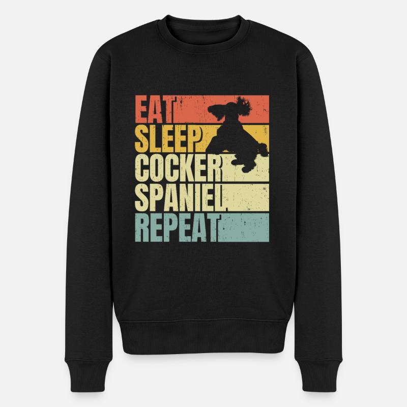 Eat sleep Cocker-spaniel repeat - Men's Premium Organic Jumper - black