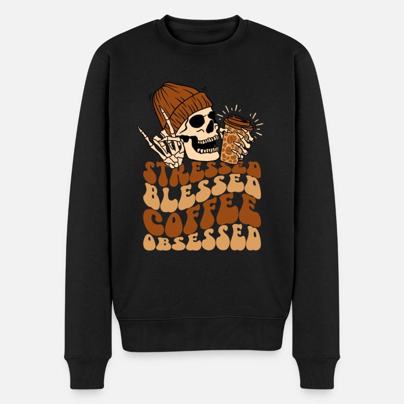 Café et crâne - Pull Premium bio Homme - noir